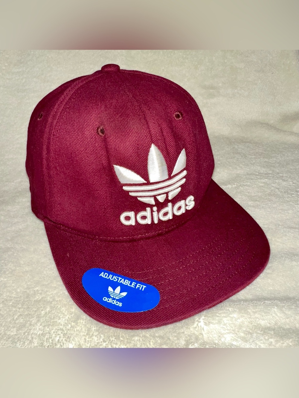 Adidas Originals Trefoil Snapback Hat Maroon Burgundy Flat Brim Adjustable Cap